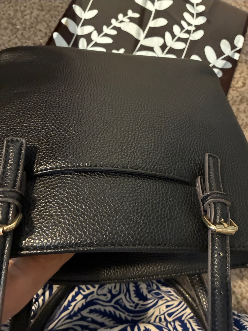 Anne Klein Black Leather Tote with Gold Hardware - Picture 7 of 7